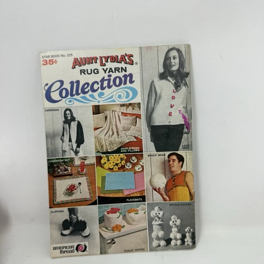 Vtg Aunt Lydia's Rug Yarn Collection Star Book No. 225 Knitting Crochet Patterns